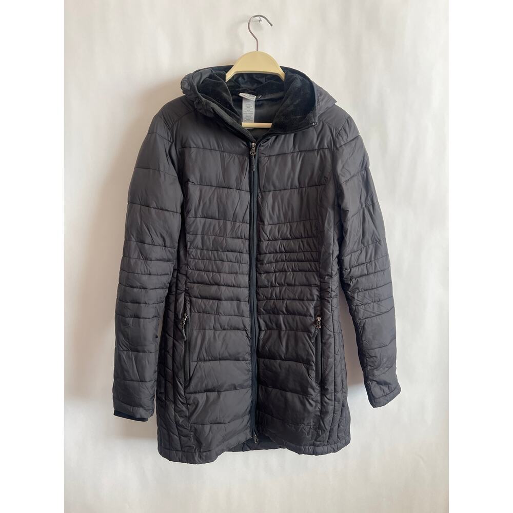 Champion Women's Black Puffer Coat Parka W/ Hood Size Small Jacket Black